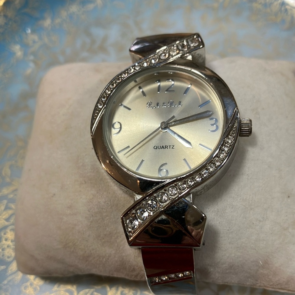 Silver tone bracelet watch
